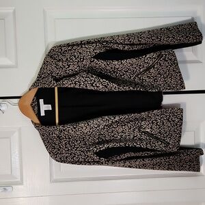 Chicos Leopard Print Moto Style Blazer Jacket Size SM Mixed Media Chic Casual